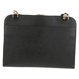 PRADA Shoulder Bag Safiano leather Black Gold Auth am10022V - 0