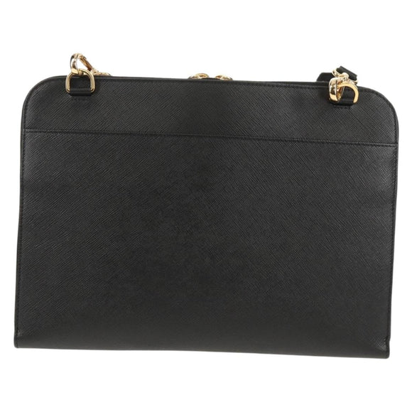 PRADA Shoulder Bag Safiano leather Black Gold Auth am10022V