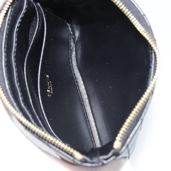 CELINE CCharm Coin Purse Leather Black Gold Auth am10025V