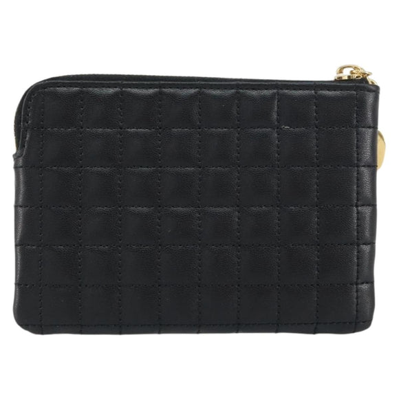 CELINE CCharm Coin Purse Leather Black Gold Auth am10025V