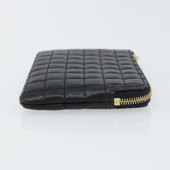 CELINE CCharm Coin Purse Leather Black Gold Auth am10025V