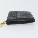 CELINE CCharm Coin Purse Leather Black Gold Auth am10025V-4