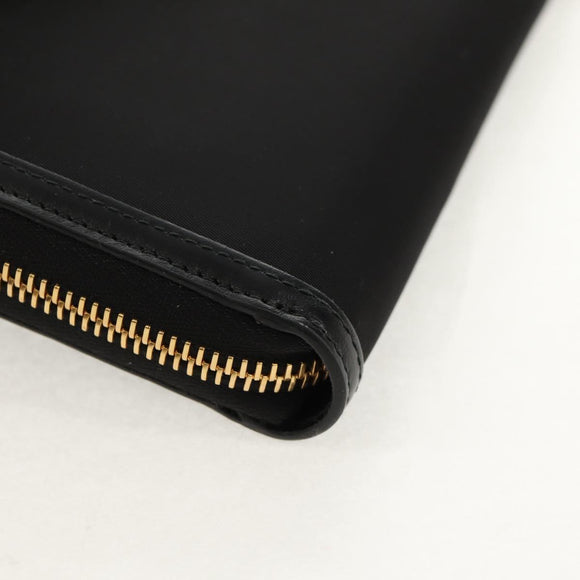 PRADA Lange Geldbörse Leder Nylon Schwarz Gold 1ML506 Auth am10026V
