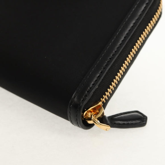 PRADA Lange Geldbörse Leder Nylon Schwarz Gold 1ML506 Auth am10026V