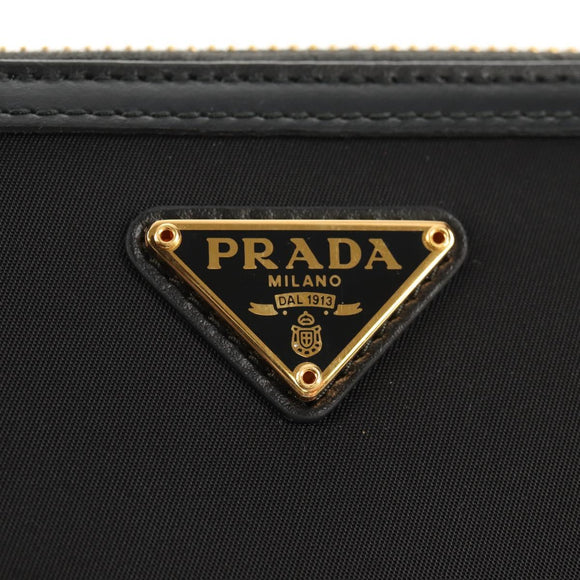 PRADA Lange Geldbörse Leder Nylon Schwarz Gold 1ML506 Auth am10026V
