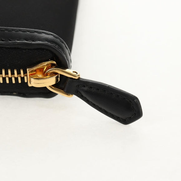 PRADA Lange Geldbörse Leder Nylon Schwarz Gold 1ML506 Auth am10026V