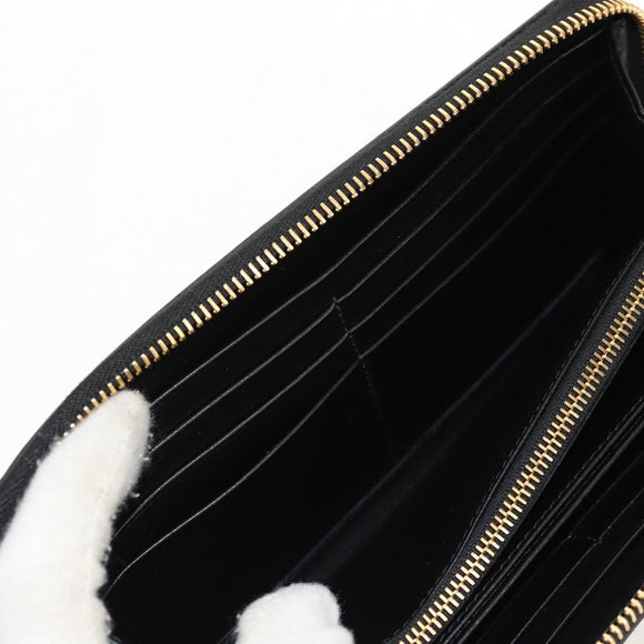 PRADA Lange Geldbörse Leder Nylon Schwarz Gold 1ML506 Auth am10026V