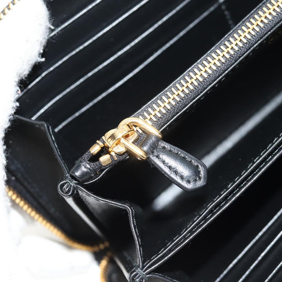 PRADA Lange Geldbörse Leder Nylon Schwarz Gold 1ML506 Auth am10026V
