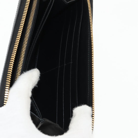 PRADA Lange Geldbörse Leder Nylon Schwarz Gold 1ML506 Auth am10026V