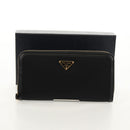 PRADA Lange Geldbörse Leder Nylon Schwarz Gold 1ML506 Auth am10026V-12