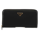 PRADA Lange Geldbörse Leder Nylon Schwarz Gold 1ML506 Auth am10026V-13