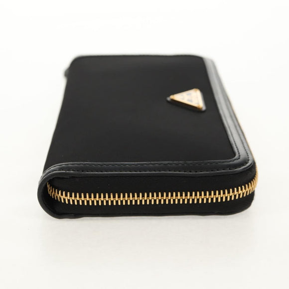 PRADA Lange Geldbörse Leder Nylon Schwarz Gold 1ML506 Auth am10026V
