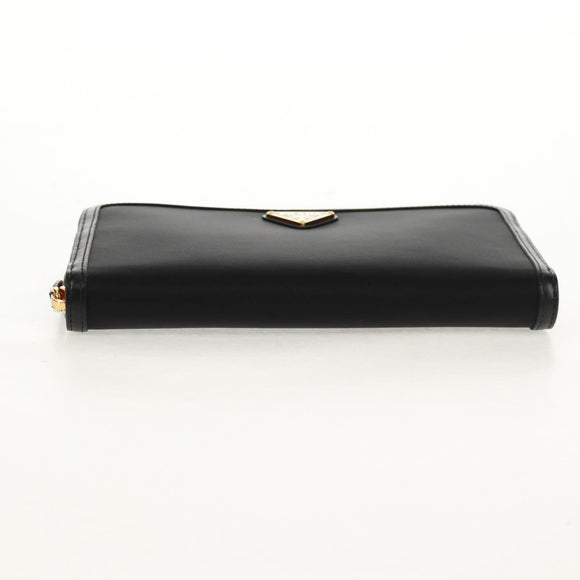 PRADA Lange Geldbörse Leder Nylon Schwarz Gold 1ML506 Auth am10026V