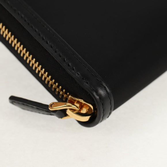 PRADA Lange Geldbörse Leder Nylon Schwarz Gold 1ML506 Auth am10026V