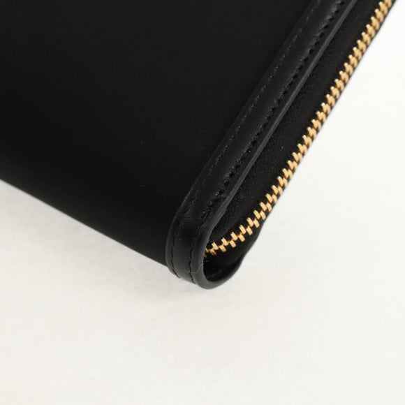 PRADA Lange Geldbörse Leder Nylon Schwarz Gold 1ML506 Auth am10026V