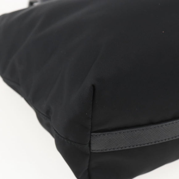 PRADA Beads Hand Bag Nylon Black Silver Auth am10030V