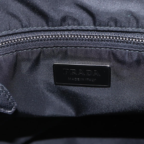 PRADA Beads Hand Bag Nylon Black Silver Auth am10030V