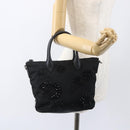 PRADA Beads Hand Bag Nylon Black Silver Auth am10030V-25
