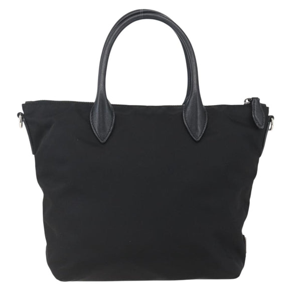 PRADA Beads Hand Bag Nylon Black Silver Auth am10030V