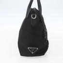 PRADA Beads Hand Bag Nylon Black Silver Auth am10030V-3