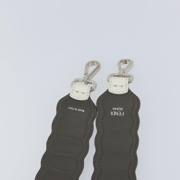 FENDI Studs Shoulder Strap Leather 31.5"" White Auth am10032