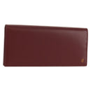 CARTIER Pasha Long Wallet Leather Bordeaux Gold Auth am10035V-3
