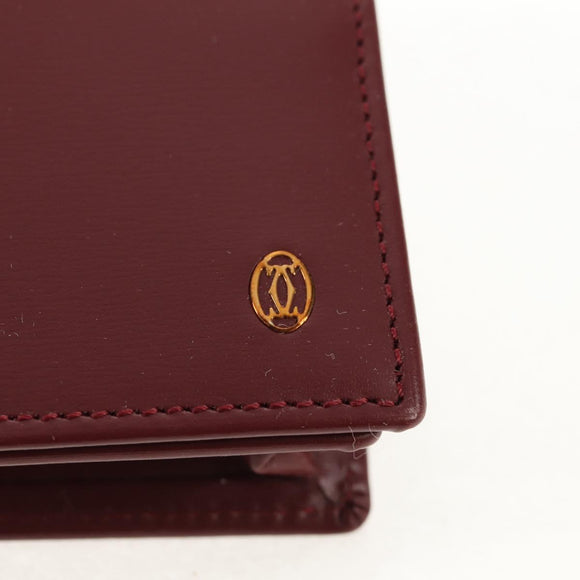 CARTIER Pasha Long Wallet Leather Bordeaux Gold Auth am10035V