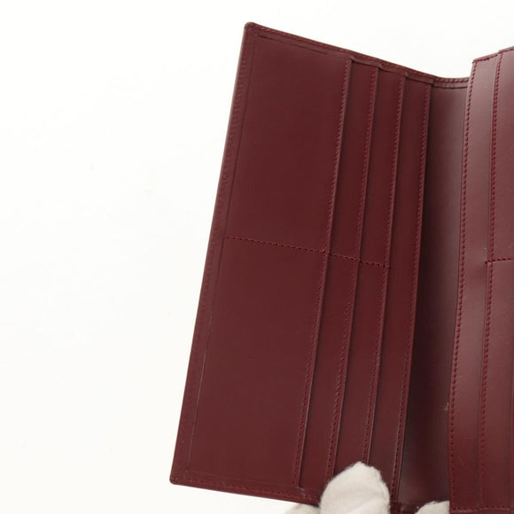 CARTIER Pasha Long Wallet Leather Bordeaux Gold Auth am10035V