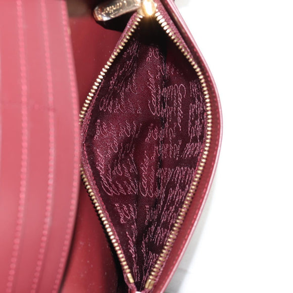 CARTIER Pasha Long Wallet Leather Bordeaux Gold Auth am10035V