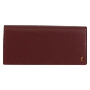 CARTIER Pasha Long Wallet Leather Bordeaux Gold Auth am10035V