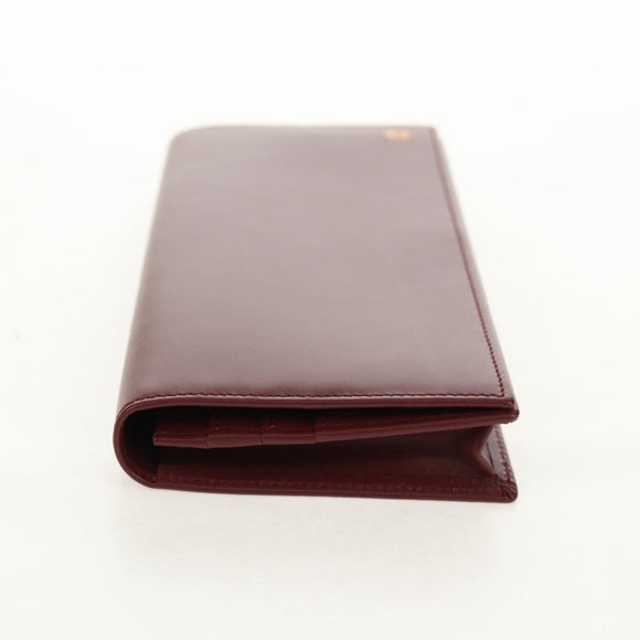CARTIER Pasha Long Wallet Leather Bordeaux Gold Auth am10035V