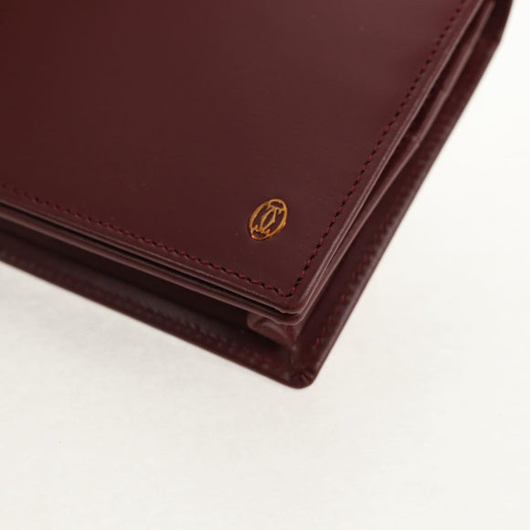 CARTIER Pasha Long Wallet Leather Bordeaux Gold Auth am10035V