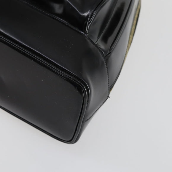 GUCCI Bamboo Body Bag Enamel Black Gold 003 2113 0027 Auth am10040