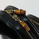 GUCCI Bamboo Body Bag Enamel Black Gold 003 2113 0027 Auth am10040-17