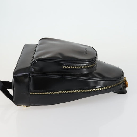 GUCCI Bamboo Body Bag Enamel Black Gold 003 2113 0027 Auth am10040
