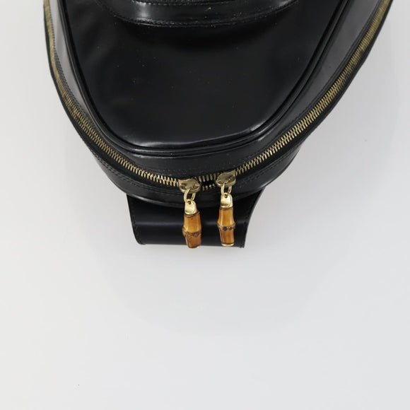 GUCCI Bamboo Body Bag Enamel Black Gold 003 2113 0027 Auth am10040