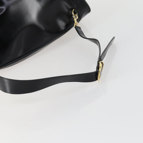GUCCI Bamboo Body Bag Enamel Black Gold 003 2113 0027 Auth am10040