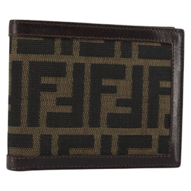 FENDI Zucca Canvas Wallet Black Brown Auth am10042V