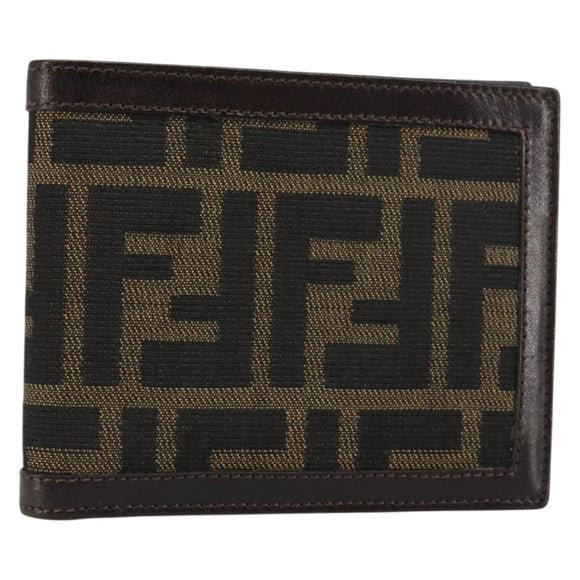 FENDI Zucca Canvas Wallet Black Brown Auth am10042V