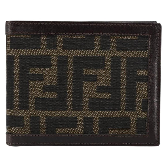 FENDI Zucca Canvas Wallet Black Brown Auth am10042V