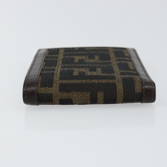 FENDI Zucca Canvas Wallet Black Brown Auth am10042V