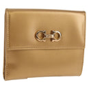 Salvatore Ferragamo Gancini Wallet Leather Gold Auth am10043V-1