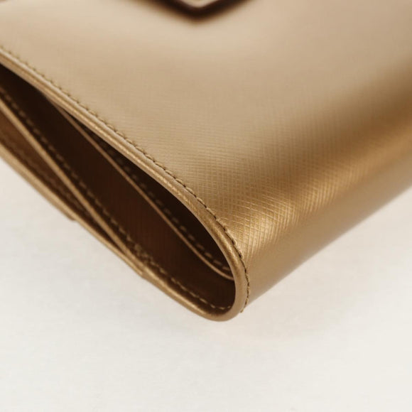 Salvatore Ferragamo Gancini Wallet Leather Gold Auth am10043V