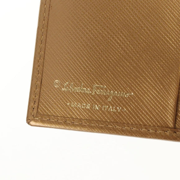 Salvatore Ferragamo Gancini Wallet Leather Gold Auth am10043V