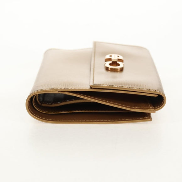Salvatore Ferragamo Gancini Wallet Leather Gold Auth am10043V