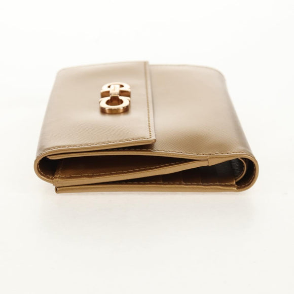 Salvatore Ferragamo Gancini Wallet Leather Gold Auth am10043V