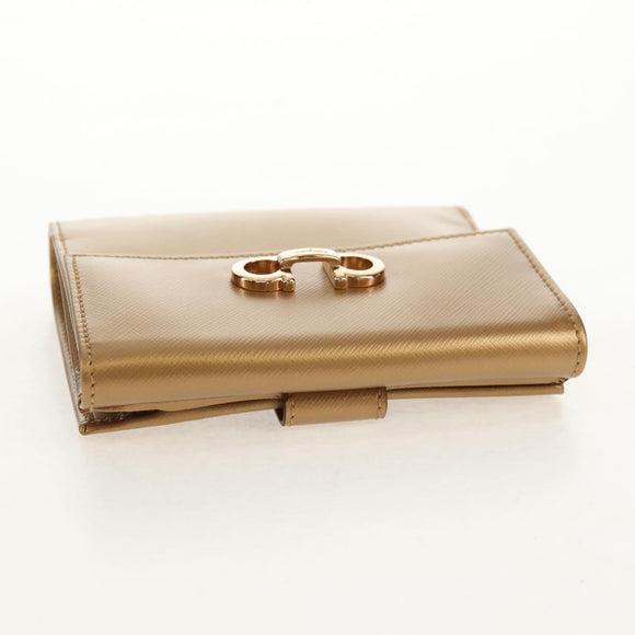 Salvatore Ferragamo Gancini Wallet Leather Gold Auth am10043V