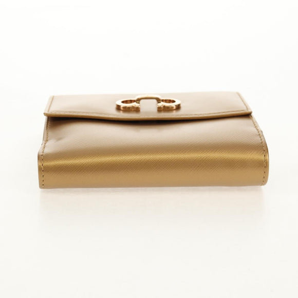 Salvatore Ferragamo Gancini Wallet Leather Gold Auth am10043V