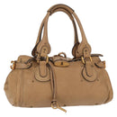 Chloe Paddington Hand Bag Leather Beige Gold Silver Auth am10046V-1