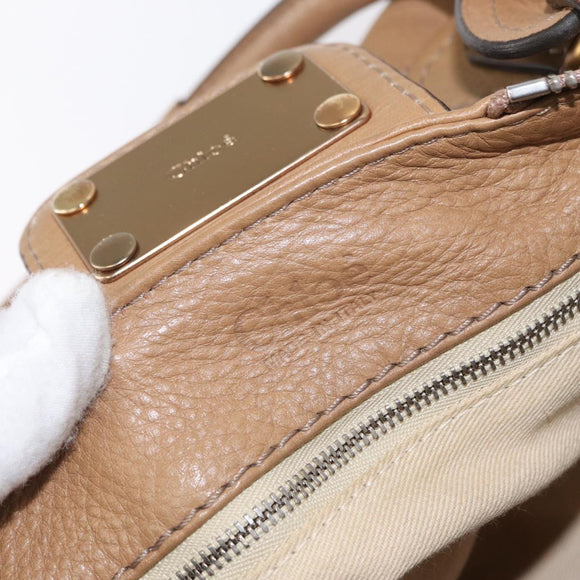 Chloe Paddington Hand Bag Leather Beige Gold Silver Auth am10046V